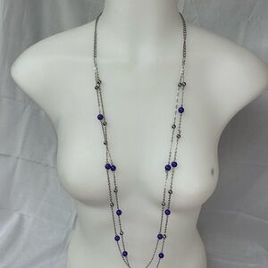 Elegant Silver and Purple Beaded Necklace